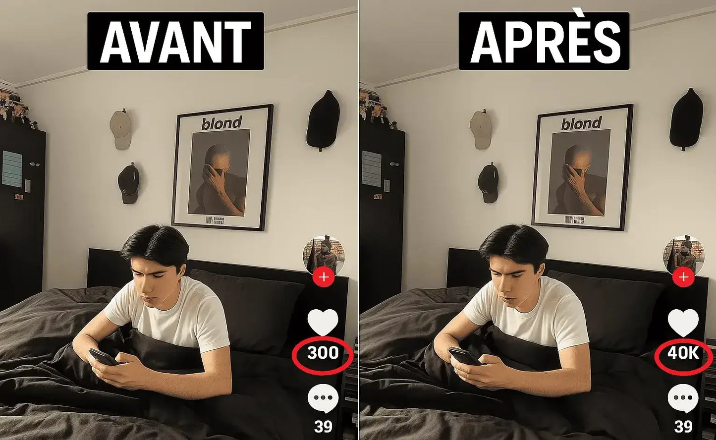 Avant après achat abonnés RetroBoost - Résultats réels