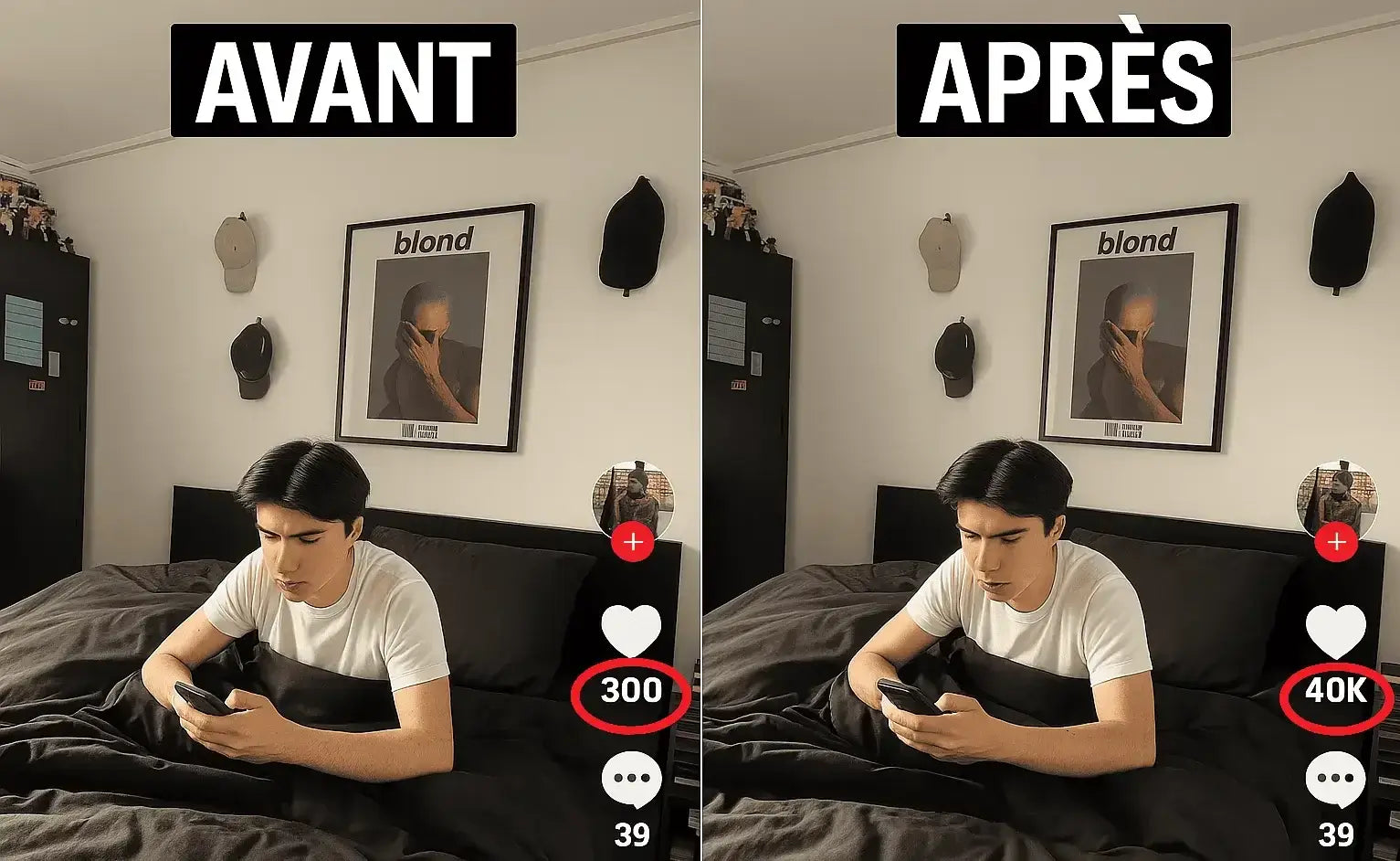 Avant après achat abonnés RetroBoost - Résultats réels